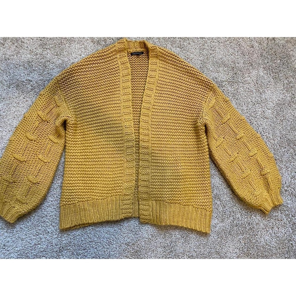 Chunky Cardigan Staccato Oversized Puff Longsleeve Open Knit Front Small s1